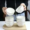 Bol de Arroz de 5 Pulgadas Bol de Arroz Cerámico Vajilla Bol de Ensalada de Alto Valor Bol de Arroz Color Bajo Esmalte
