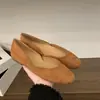 Estilo Coreano 2026 Novo Francês Nicho Simples Camurça Flats Mocassins Sapatos Femininos Sapatos de Vovó Bico Redondo Boca Rasa Slip-ons