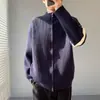 Nuevo cárdigan de cremallera de cuello medio estilo old money de lujo ligero, suéter de manga larga de cuello alto para hombre, tejido de punto de manga larga, cárdigan para hombre, chaqueta para hombre