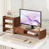 Soporte para monitor de computadora, estante para pantalla, base para monitor de computadora de escritorio, organizador de escritorio de oficina