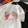 Camiseta de Manga Corta con Cremallera en Nicho de Diseño Estilo Americano para Hombres y Mujeres, Tendencia de Verano Estampada Holgada Versátil de Media Manga