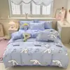 HelloKitty Kulomi Algodón Lavado Juego de Cuatro Piezas Sanrio Sábana Lijada Funda de Edredón Juego de Tres Piezas para Estudiantes