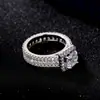 Anillo de compromiso de moda europea y americana con circón, eléctrico, de venta caliente transfronteriza, anillo de circón de diamante cuadrado redondo para mujer f1781