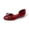 Zapatos Mary Jane de Cuero Suave con Punta Redonda y Moño, Tacón Oculto para Mujer, Sandalias de Corte Bajo Estilizadas con Corte Lateral, Zapatos de Verano Individuales