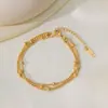Moda Ins Novo High-End Aço Inoxidável Banhado a Ouro 18K Multi-Camadas Borla Pequenas Contas Douradas Elegante Personalizado Pulseira Feminina