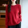 Suéter Tricot Suave Estilo Francês para Mulheres, Novo Outono e Inverno 2026, Camisa Base Solta de Gola Redonda, Roupa de Baixo Fashion
