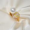 Anillo de Perla Anillo de Cuentas de Concha de Camelia Joyería de Mano Anillo de Perla Ajustable Cuentas de Concha Nácar Moda