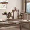 Nuevo Estante de Exhibición Pequeño de Madera Maciza Estilo Chino para Escritorio para Juegos de Té, Tazas, Cosméticos y Almacenamiento
