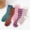 Calcetines Mujer Calcetines Coloridos Color Boca a Juego Cuadros Pequeños Calcetines de Algodón Estilo Japonés Lindos para Niñas Estilo Académico Dulces Calcetines de Media Caña