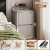 Mesita de Noche Ultraestrecha, Gabinete de Almacenamiento Simple, Gabinete Estrecho para Espacios Pequeños en el Dormitorio con Cajones de Madera Maciza, Estante Pequeño Creativo para Mesita de Noche