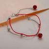 Pulsera doble de granate de plata esterlina 925 que no se desvanece, diseño con sentido de cuerda roja, nicho, cuerda roja tejida a mano, joyería al por mayor