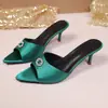 Sandalias de Tacón Alto con Punta, Estilo Nuevo de Verano 2026, Talla Grande Europea y Americana para Mujer, Sandalias de Deslizamiento con Pedrería, Versátiles, de Moda, Sexy