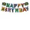Set de Decoración para Fiesta Temática de las Tortugas Ninja Platos de Papel Vasos de Papel Servilletas de Papel Mantel Banner de Letras Feliz Cumpleaños
