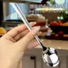 Cuchara de Acero Inoxidable de Alta Calidad, Exquisita Cuchara Redonda, Cuchara Redonda para el Hogar, Cuchara Creativa, Cuchara Redonda de Mango Largo para Mezclar Arroz, Venta al por Mayor