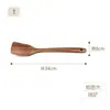 Espátula de Madeira de Acácia com Cabo Longo Resistente ao Calor, Espátula Especial para Panela Antiaderente Sem Pintura, Espátula de Arroz Doméstica, Escumadeira, Colher de Sopa de Madeira Curta