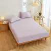 Lençol de baixo com elástico de algodão lavado transfronteiriço alta gramatura personalizável comércio exterior tamanho especial lençol de baixo cobre de cama capa de colchão lençol de baixo escovado