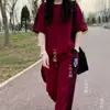 Conjunto deportivo de dos piezas casual de moda para primavera-otoño, pantalones largos holgados, nuevo artículo de temporada primavera-verano de talla grande, muy popular