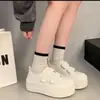 Zapatos Populares Estilo Ins con Velcro y Suela Gruesa, Novedad Primavera 2026, para Aumentar la Altura, Casual, Versátiles, Tenis Blancos