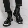 Botas de cuero de moda para hombre estilo retro de gran tamaño transfronterizas, zapatos de cuero para hombre de moda británica, botas Martin juveniles, talla grande