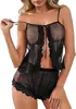 Comercio Exterior Transfronterizo Nuevo Estilo Europeo y Americano Lencería Sexy, Vestido de Tirantes Sexy de Malla con Lunares Transparente para Mujer, Bata de Noche, Conjunto Sexy