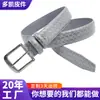 Venta Directa de Fábrica Cinturón de Cuero con Hebilla de Pin para Hombre Cinturón de Cuero PU a Cuadros Cinturón Sencillo Versátil para Pantalones para Jóvenes Cinturón de Aleación de Aluminio para Traje