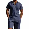 Comercio Exterior Transfronterizo Traje para Hombre Temporada de Primavera y Otoño Color Sólido Lino Solapa Camisa Pantalón Largo Traje Traje Casual para Hombre
