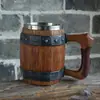 Taza de Cerveza de Resina con Forma de Barril de Madera Taza de Cerveza de Acero Inoxidable con Imitación de Madera Taza con Forma de Barril Taza con Forma de Tambor Cafetera Taza de Barriga