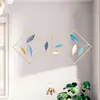 Decoración de Hoja de Metal para Pared Pegatina de Pluma de Hierro para Pared de Sala de Estar Porche Hojas Estéreo Colgante de Pared para el Hogar