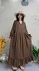 Vestido de Manga Larga Floral Retro de Algodón y Lino para Primavera y Otoño, para Mujer, Holgado, Talla Grande, Cubre Defectos, Adelgazante, Falda Larga