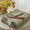 [Produtos Premium Xiangling] Gaze respirável de algodão puro camada dupla com design de cordão Classe A, conjunto de quatro peças de colcha de verão em gaze dupla face