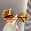 Gafas de sol sin montura de diamantes de colores, gafas de sol de moda transfronterizas, nuevas gafas de sol personalizadas en forma de llama europeas y americanas