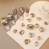 Celebridad en línea popular otoño e invierno Maillard K9 Marrón amarillo corazón torcido con forma de corazón punta inferior diamante uña zirconita decoraciones para uñas