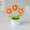 Ramo Pequeño de Punto Transfronterizo en Maceta Regalo para el Día del Maestro Producto Terminado Hilo Girasol Flor Artificial Decoración de Escritorio