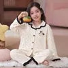 Pijama infantil para primavera y otoño, de manga larga, 100% algodón, para niños mayores y niñas pequeñas, nuevo 2026, ropa de casa de dibujos animados dulce para niñas