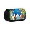 Estojo Escolar Sonic Camada Dupla com Tampa Flip-Top, Caixa de Lápis de Grande Capacidade, Caixa de Papelaria de Poliéster Resistente ao Desgaste, Venda por Atacado a Partir de Uma Peça
