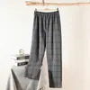 Pantalones de Pijama Individuales para Hombre de Algodón Primavera y Otoño Cuatro Estaciones Finos Sueltos Ropa de Casa Rectos Cuadros Talla Grande