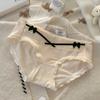 Ropa interior de algodón para niñas, estilo japonés puro, con encaje dulce, antibacteriana, suave, con orejas de madera y cintura media.