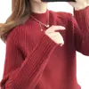 Suéter feminino outono e inverno transfronteiriço, cor sólida, modelagem que emagrece, manga longa, gola alta parcial, malha, estiloso e grosso