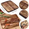 Tábua de Corte de Madeira de Acácia Retangular Cozinha Doméstica Tábua de Cortar Bandeja para Bife Conjunto Tábua para Frutas Legumes Pão