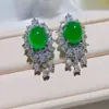 Pendientes de Calcedonia de Hielo de Color Natural Incrustados al por Mayor, Pendientes, Tendencia Nacional Hielo Alto Fulu Hielo Transparente Suministro en Vivo