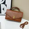 Bolso de Exportación Transfronteriza Bolso Tejido a Mano de Cuero Genuino Nuevo Estilo 2025 Bolso de Mano para la Noche Bolso Cuadrado Pequeño de Piel de Vaca Cruzado