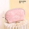 Bolsa de Maquillaje Pu Impermeable Estilo Chino, Suave y Artística, Bolso de Mano Semicircular Elegante y Grácil, Bolsa Portátil de Viaje para Guardar Labiales