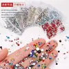 Venta Caliente Transfronteriza 1440 Piezas de Decoraciones para Uñas, Tamaños Mixtos en Bolsas, Vidrio de Cristal DIY Brillantes Coloridos de Fondo Plano