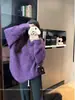 Suéter grueso de punto morado, estilo suave y pegajoso, cuello redondo, para mujer, otoño e invierno, estilo perezoso, jersey holgado, top de punto grueso