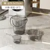 Balde d'água transparente, bacia, concha d'água, conjunto de balde e bacia de plástico, conjunto de três peças para banho de estudante de dormitório, uso doméstico, luxo leve