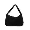 Bolso de hombro sencillo de color liso para mujer, otoño 2024, nuevo estilo coreano, informal, artístico, a rayas, de polar, portátil, para debajo del brazo, moderno