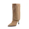 Botas de tacón alto de punta fina largas y a la moda, estilo europeo y americano, adelgazantes, tacón de aguja, nuevo modelo 2026, botas de moda para mujer de doble uso