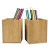 En stock portaplumas de bambú papelería para estudiantes portaplumas creativo regalo estudio oficina escritorio caja de almacenamiento de madera