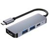 Estación de Acoplamiento Tipo-C Proyección de Pantalla HDMI Hub para Computadora Lector de Tarjetas USB-C Dock de Expansión Adaptador de Red RJ45