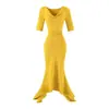 Vestido Irregular con Escote Asimétrico y Mangas Cortas, Pura Atracción, para Mujer, Falda Elástica de Cintura Ajustada para Verano, Vestido Largo Sexy de Cola de Pez